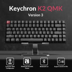 Keychron K2 75% Layout QMK Wireless and Wired Options Mechanical Keyboard Super Red Switch, Paired with Shine-Through Double-Shot PBT Keycaps for Mac Windows-Version 3