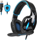 SA902 7.1 USB Surround Sound PC Headsets Over-Ear Gaming Headphones with Microphone LED Light