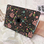 for MacBook Air 13 inch Case 2021 2020 2019 2018 Release M1 A2337 A2179 A1932, Pritned Pattern Plastic Hard Case Cover for MacBook Air 13.3" Retina Display Touch ID, Seamless Flower Black
