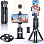 UBeesize Auto Face Tracking Tripod with Adjustable Desk Tripod, 360° Rotating vlogging kit for iPhone with Remote & Gesture Control, Rechargeable Selfie Fill Light, No App Required