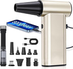 Compressed Air Duster, 300000RPM Electric Air Dusters Mini Blower Jet Turbo Fan, 4-Gear Adjustable Rechargeable & Cordless Air Duster, Dust Blower for PC, Keyboard, Home, Outdoor and Car