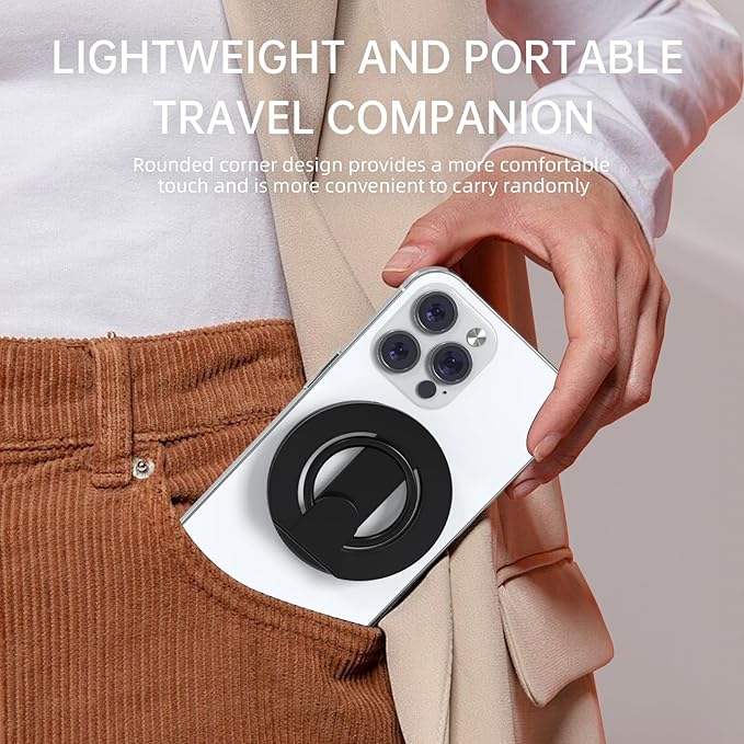 RESPECTED BRO-Magnetic-Phone-Ring-Holder with Dual Rings, Compatible with iPhone 16/15/14/13/12, Multifunctional Stand for Desk,Office,Gym,Kitchen & All Metal Surfaces, Finger Loop Grip (Black)