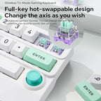 Adventurers W909 Wireless RGB Mechanical Numeric Keypad, Hot-Swappable, Macro-Programmable Numpad, Joystick & Knob Control for PC/Tablet/Laptop/Phone, Tri-Mode Connectivity (White)