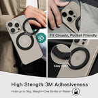 COOLQO 1Pc 360 Spin Cell Grip Ring Phone Stand [Upgrade Gear Hinge Stress Anxiety Relief] Magnetic Holders for Your car Accessories Desk Mount Compatible with iPhone All Smartphones, Black