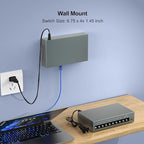 YuanLey 8 Port Gigabit PoE Switch with 2 Gigabit Uplink, 8 Port PoE+ 1000Mbps, 85W 802.3af/at, Extend Function, Metal, Fanless, AI WatchDog, Unmanaged Plug and Play Smart Detection Ethernet Switch