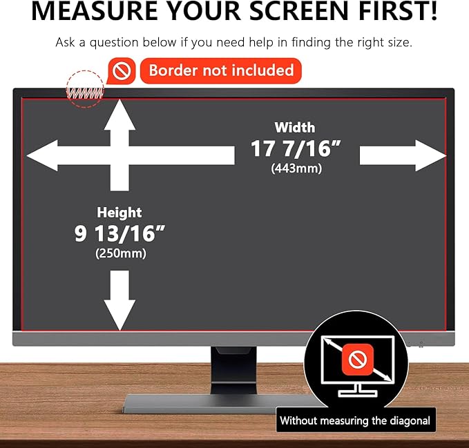 【2-Pack】 20 Inch Computer Privacy Screen for 16:9 Monitors with Anti-Spy Anti-Glare Filter, Blue Light Blocking & Eye Protection, Removable Anti-Scratch HD Clarity Screen Protector