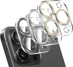 LucBuy 3PCS Sparkling Camera Lens Protector for iPhone 12 Pro, Full Clear Acrylic Cover with Shiny Colorful Glitter Designed Decoration Back Camera Protector