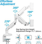 AVLT RGB Lights Single 17”-49” Gaming Monitor Arm Desk Mount, Fits One Flat/Curved/Ultrawide Screen up to 44lbs(20kg), Height Swivel Tilt Adjustable Stand - White