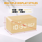 MOSITO Digital Wooden Alarm Clock with Wireless Charging, 0-100% Dimmer, Dual Alarm, Weekday/Weekend Mode, Snooze, Wood LED Clocks for Bedroom, Bedside, Desk, Kids (Bamboo)