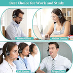 3.5mm Jack Cell Phone Headset with Microphone Noise Cancelling for PC Laptop, Wired Computer Headphones for iPhone Android Zoom Home Office Work School Classroom, in-line Control, Comfort-Fit