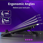 AICHESON Laptop Cooling Pad for 15.6 to 17.3 Inches PC Notebooks, 5 Fans Computer Cooler Stands with Purple Lights Desk Chiller Mat, S035