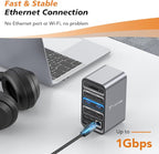 TobenONE Docking Station Dual Monitor with 100W GaN III Charger, USB C Docking Station Dual 4K HDMI for MacBook Pro/Air, Type C Dock with 2 HDMI, 7 USB, SD&Micro SD, Gigabit Ethernet, 87W PD, Audio