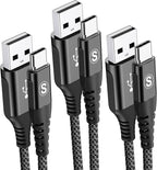 sweguard USB Type C Charger Cable [3-Pack,10ft+6.6ft+3.3ft] iPhone 16 Charger Nylon Braided Cord for iPhone 16 15 Pro Max Plus Samsung Galaxy S24 S23 S22 S21 S20 S10 Note 20 10 A54 Pixel LG Moto PS5