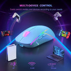 FFJ Wireless Gaming Mouse, 24000 DPI, Tri-Mode 2.4G/USB-C/Bluetooth 5.3 Gaming Mouse Wireless, RGB Programmable Mouse Gamer, 75Hrs Battery Life, Rechargeable Gaming Mice for PC, Mac, PS5, Xbox - Mint