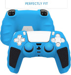 SIKEMAY Anti-Slip PS5 Controller Skin, Soft Thicken Non-Slip Studded Silicone Gel Grip Protective Cover Case for PlayStation 5 Controller Grip, 2 Pack with 8 x Thumb Grip Caps