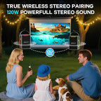 Portable Bluetooth Speaker 60W IPX6 Waterproof Wireless Speakers with Deep Bass, TWS Pairing, DSP Stereo Sound, Led Light, Big Powerful Loud Outdoor Boombox for Home Party Camping Beach