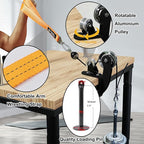 Arm Wrestling Pulley System with Adjustable 1.5m Steel Cable, Dual Aluminum Pulleys, 220lb Capacity, Table Clamp and Loading Pin for 1” & 2” Weight Plates, Wrist Strength Training Equipment