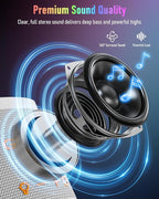 Portable Bluetooth Speaker Wireless with 9 Color Lights, 20H Playtime, Stereo Pairing, Deep Bass, IPX6 Waterproof, Bluetooth 5.3, Small Speaker for Home, Party, Outdoor, Camping, Beach, Gift