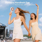 Portable Handheld Fan, USB Personal Fan Rechargeable Battery Operated 10H Working Cooling Time Mini Small Design with Base for Desktop/Travel/Outdoor/Vacation/Concerts/Lash Makeup-Pink