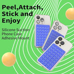 Silicone Double Octo Buddy-Sided Suction Phone Grip Detachable Mount - Car Dashboard/Shower Phone Holder, Hands-Free For Selfies & Videos, TikTok/ASMR/Yoga - iphone & Android Compatible (Dark blue)