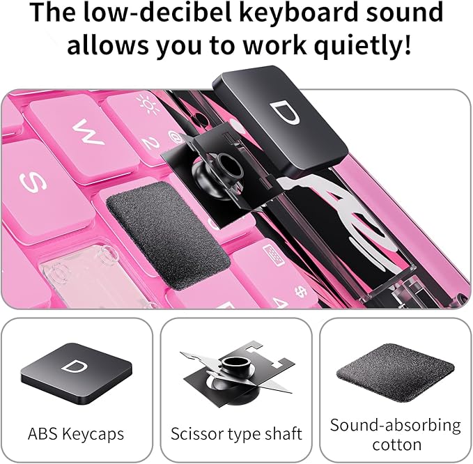 Keyboard Case for 12.9 inch iPad Pro 6/5/4/3rd Gen & 13 inch iPad Air (2025 M3, 2024 M2) Wireless Keyboard with Trackpad 7 Color Backlit, Transparent Protective Cover with Pencil Holder (Pink)