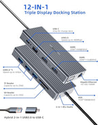 DisplayLink Docking Station Dual Monitor, Mosirui12-in-1 USB 3.0 to USB C Hub with Dual HDMI,VGA,USB3.0,Ethernet,PD120W for MacBook M1/M2/M3/M4Pro/Air Dell HP Lenovo,Windows Laptops