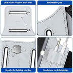 VUP Running Armband 360°Rotatable for iPhone 14/13/Pro Max/Pro/Mini/12/11/SE/Xs/XR/X/8/7/Plus, Fits All 4-6.7 Inch Smartphones, with Key Holder Phone Armband for Running Hiking Biking (Sliver)