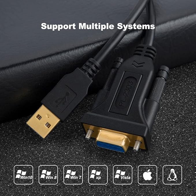CableCreation [2-Pack] USB to RS232 Adapter with PL2303 Chip 3.3 FT, USB 2.0 to RS232 Female DB9 Serial Converter Cable for Cashier Register, Modem, Scanner, Digital Cameras, CNC, 1M Black