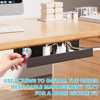 Self-Adhesive Under Desk Cable Management Tray 2 Pcs Steel Under Desk Wires Organizer Power Strip Management No Drill Under Table Organizer for Cable Storage Holder for Office Home Desk/Table
