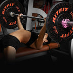 RitFit Bumper Plates, Colored Fleck-Rubber Weight Plates with Steel Insert, 2-inch Olympic Weight Plates for Weight Lifting and Strength Training, 170LB set