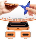 Port Cleaner for iPhone, CODOGOY Charging Port Cleaning Kit with Brushes for Lightning Port & USB-C Phones, Earbuds - Blue