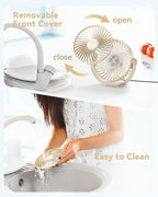USB Desk Fan, 5 Inch Mini Portable, 3 Speeds Strong Airflow Personal Desktop, Detachable Cooling Fan 360° Rotation Quiet Small Fan for Desk Home Office Travel Car, Beige, 5ft Cable