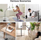 OATSBASF Tablet Floor Stand, Overhead Bed Phone Mount, Height & 360 Degree Angle Adjustable Universal Metal Tablet Holder Compatible with iPad, Samsung Galaxy Tab, iPhone, Kindle, 4.7-12.9" (Black)
