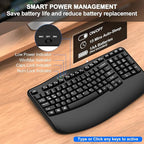 EDJO Ergonomic Wireless Keyboard with Wrist Rest, Wave Keys, Comfortable Natural Typing, 2.4GHz Ergo Wireless USB Computer Keyboard for Multi-OS, Windows, Mac OS, Laptop, PC (Black)