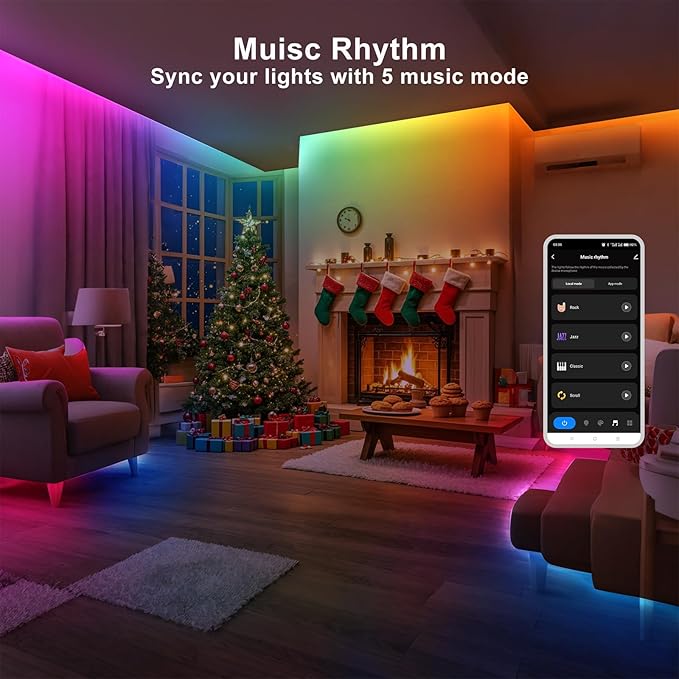6.56ft Bluetooth RGB+IC COB Led Strip Light with App, Chasing COB Light Strip, Segmented Control, Music Sync, Color Changing Led Lights for Home Decor, Gaming, Cabinet, Desk