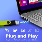 Thumb Drive 2GB USB Flash Drives 20 Pack 2 GB USB 2.0 Jump Drives Multipack Flash Memory Stick Zip Drive Pendrive 20Pack with 20PCS Lanyards Label (Green Sliver 2Gig)
