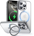 MAGIC JOHN 360° Rotatable Magnetic Invisible Stand for iPhone 14 Pro Case [Anti-Slip Grip] [Compatible with MagSafe] 16FT Shockproof for iPhone 14 Pro Case with Kickstand, Gray