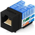 Everest 90° Angled RJ45 Cat5e Keystone Jacks 20-Pack in Black - Slim Profile Female RJ45 Connectors - Cat 5e Keystone Jack - Compatible with 90° Angled Speed Termination Tool - easyJACK (B094WB91H3)