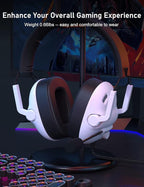 SENZER SG500 Surround Sound Pro Gaming Headset with Noise Cancelling Microphone - Soft Memory Foam Padding - Portable Foldable Headphones for PC, PS4, PS5, Xbox One, Switch - White