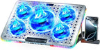 LIANGSTAR Laptop Cooling Pad, Laptop Cooler Gaming 5 Quiet Fans with Large Metal Plate for 12-17.3 Inch Fan Stable Stand, 4 Modes RGB Light, 7 Height & Adjust Speed, 2 USB Port & Phone Holder