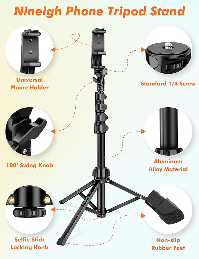 71" Tripod for iPhone, Phone Tripod Selfie Stick with Remote, Cell Phone Tripods & Tall Travel Tripods for Recording Video Selfies Photo, Compatible with iPhone 16 15 14 Pro Max 13 Android