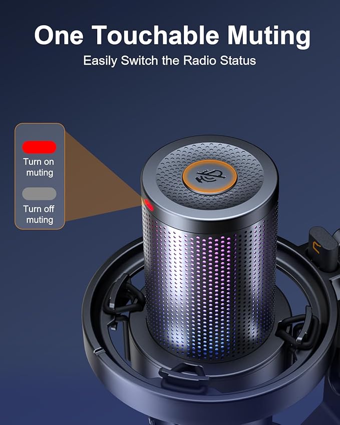 COMICA Ejoy Uni PRO(D) USB Wireless Gaming Microphone with Noise Cancellation, RGB Lights, Monitoring, Muting, Streaming Mic for Computer, PS5, PS4, Streaming, Podcast, Chat, Twitch, Discord