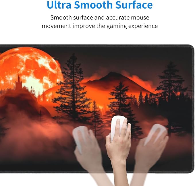 Extended Gaming Mouse Pad, Large Desk Mat XL Anime Mouse Pad Waterproof with Stitched Edges, Non-Slip Desktop Pad for Home and Office, Level Up Your 31.5x11.8 Inch (Roaring Flame)