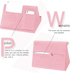 Soft Tablet Stand Pillow with Pocket,Adjustable 3 Viewing Angle,Lazy Holder for Bed Sofa,Compatible with iPads Tablets eReaders Smartphones Books Magazines (Light Pink)