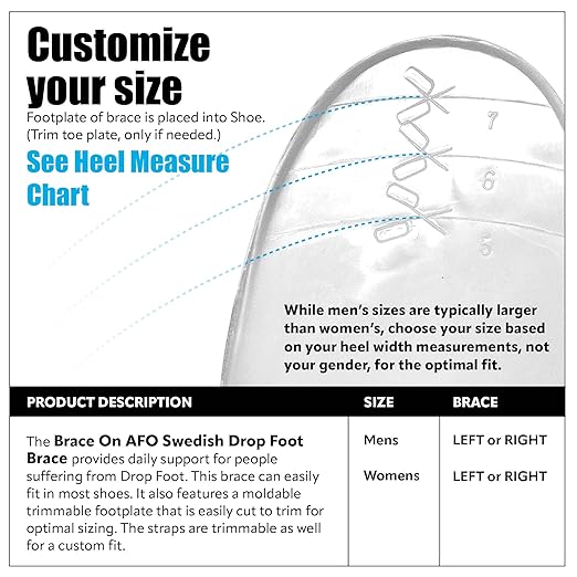 BraceOn AFO Swedish Drop Foot Stabilizer for Walking and Exercise, Drop Foot Braces for Men, AFO Brace & Foot Drop Braces, Foot Boot for Injured Foot, Men, Left