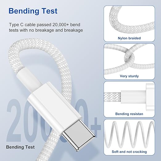 3-Pack Grey 3.3FT 60W USB C to USB C Cable, Type C to Type C Cable,Fast Charging Cable for iPhone 16 15 Pro Plus Pro Max，for Galaxy S24 S23, for iPad Pro/Air, for MacBook Pro/Air and More