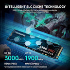 S500 Pro 1TB NVMe SSD M.2 PCIe Gen3x4 2280 Internal Solid State Drive, SLC Cache 3D NAND TLC, Up to 3200MB/s, Compatible with Laptop and PC Desktops(Black)