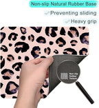 ITNRSIIET Mouse Pad with Stitched Edge Premium Textured Smooth Precise Operation Waterproof Washable Non-Slip Rubber Base Desktop Protection Mat, 10.2×8.3×0.12 inches, Leopard Black Purple