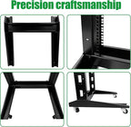 2 Post 42U Open Frame Server Rack 2-Post Server Rack Network Rack,with Movable casters，Comes with 2 Center Trays,for 19 Inch Equipment, Networking Data & IT Devices,1080lbs Weight Capacity(2P-DL-42)