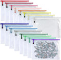 Oaimyy-16 PCS-12 x 16 Inches-Mesh Zipper Pouch, Plastic Zip File Folders Puzzle Bags for Organizing,for Office Supplies,Travel,Home Storage-Multicolor, 12"x 16"